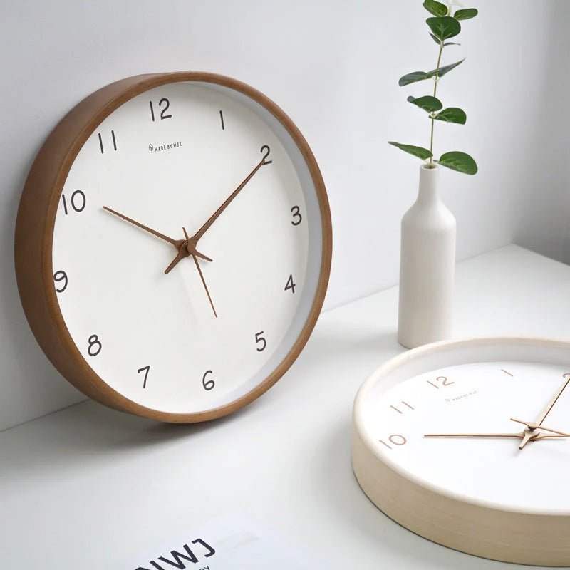 TimelessWood - Solid Wood Analog Wall Clock with Minimalist Design - Lattea Global