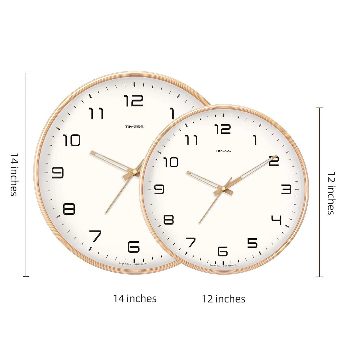 TimelessWood - Solid Wood Analog Wall Clock with Minimalist Design - Lattea Global