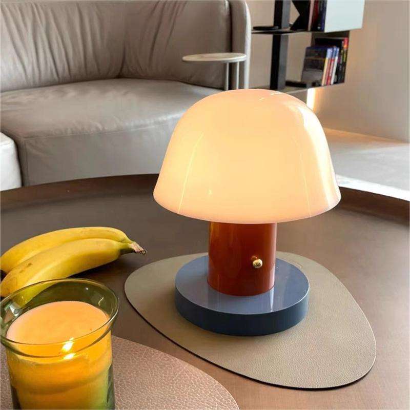 Tiny Mushroom Table Lamp with Frosted Glass Shade - Lattea Global