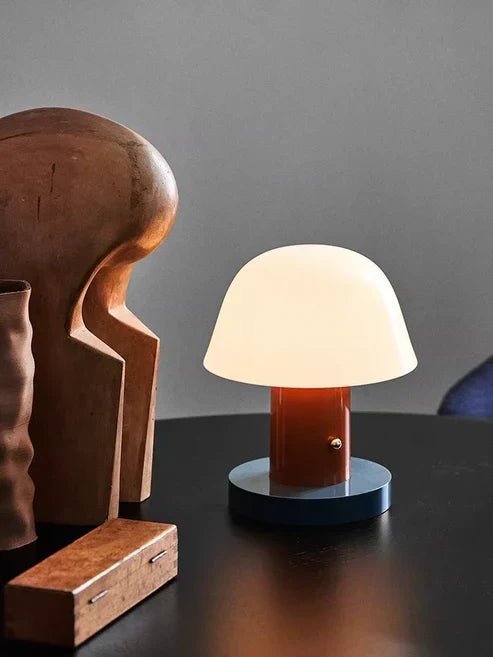 Tiny Mushroom Table Lamp with Frosted Glass Shade - Lattea Global