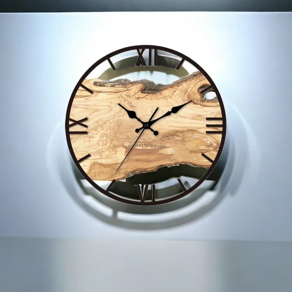 Transparent Wall Clock - Wood Design - Lattea Global