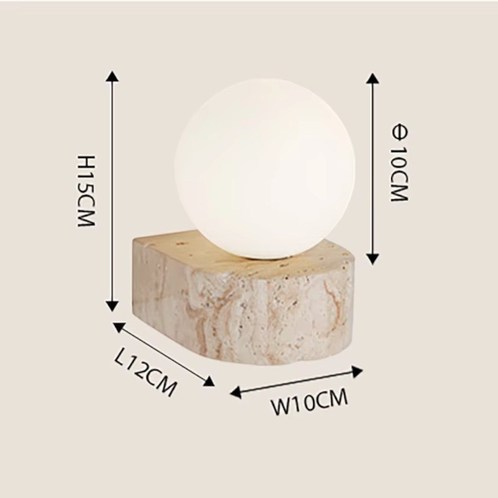 Travertine Stone Bedside Globe Wall Sconce Japanese Wabi Sabi - Lattea Global