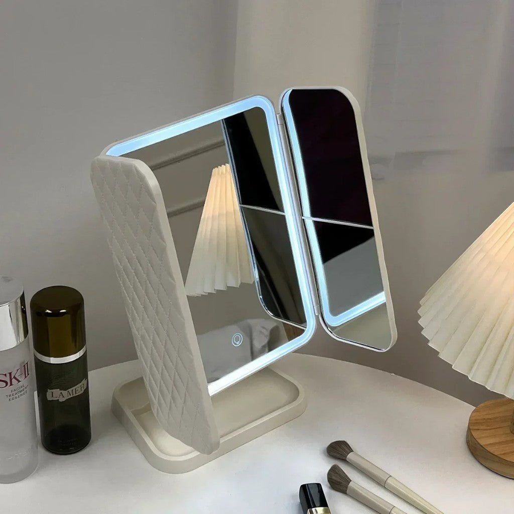 Trifold Lighted Makeup Magnifying Mirror Rechargeable - Lattea Global