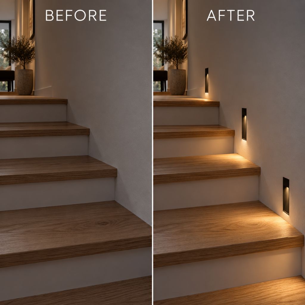 Trimless Recessed LED Step Light with Optional PIR Sensor