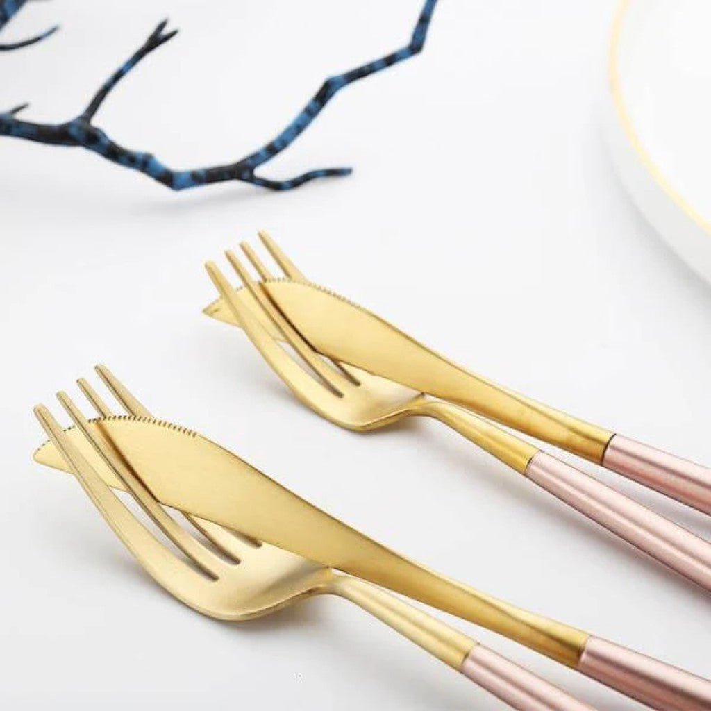 Two - Tone Handle Gold Cutlery Set - 30 Piece Flatware - Lattea Global