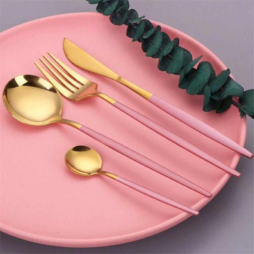 Two - Tone Handle Gold Cutlery Set - 30 Piece Flatware - Lattea Global