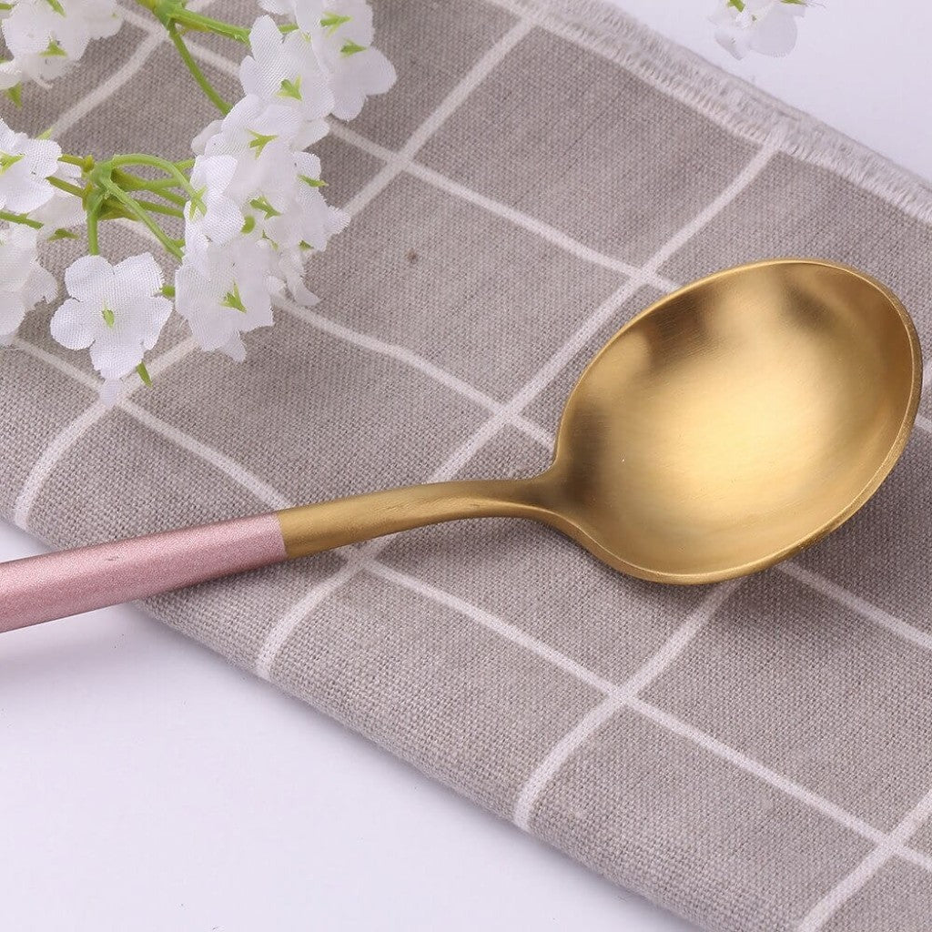 Two - Tone Handle Gold Cutlery Set - 30 Piece Flatware - Lattea Global
