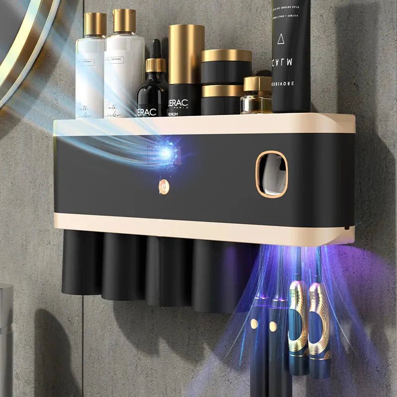 UV Toothbrush Holder with Steriliser & Toothpaste Dispenser - Lattea Global