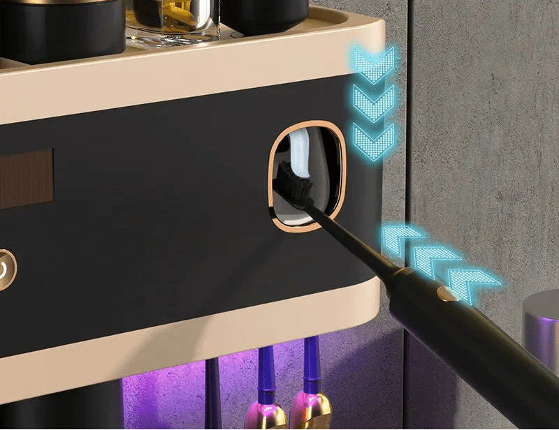 UV Toothbrush Holder with Steriliser & Toothpaste Dispenser - Lattea Global