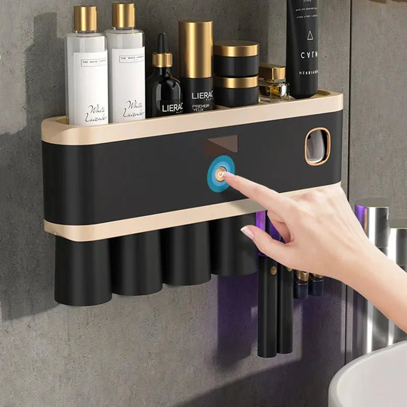 UV Toothbrush Holder with Steriliser & Toothpaste Dispenser - Lattea Global