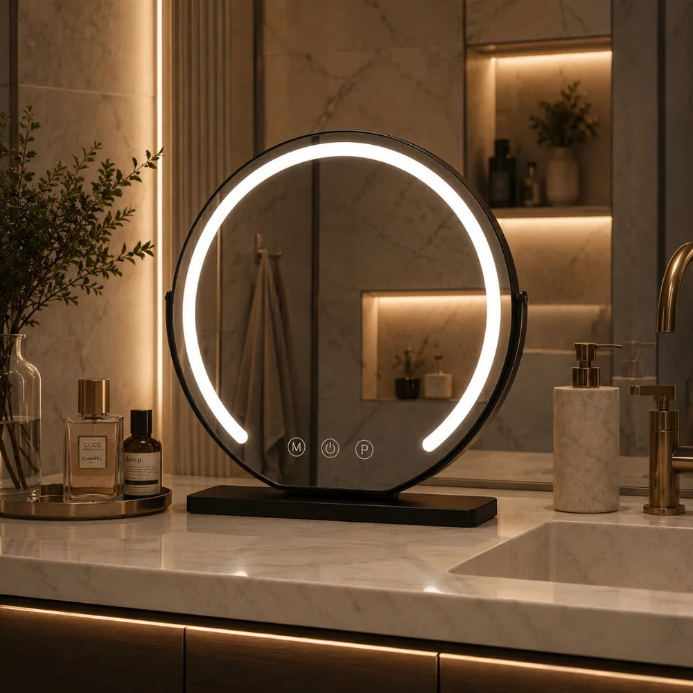 Vanity makeup mirror 15x magnification touch with led lights – view 2