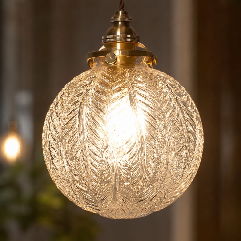 Vintage Colonial Glass Globe Pendant Light
