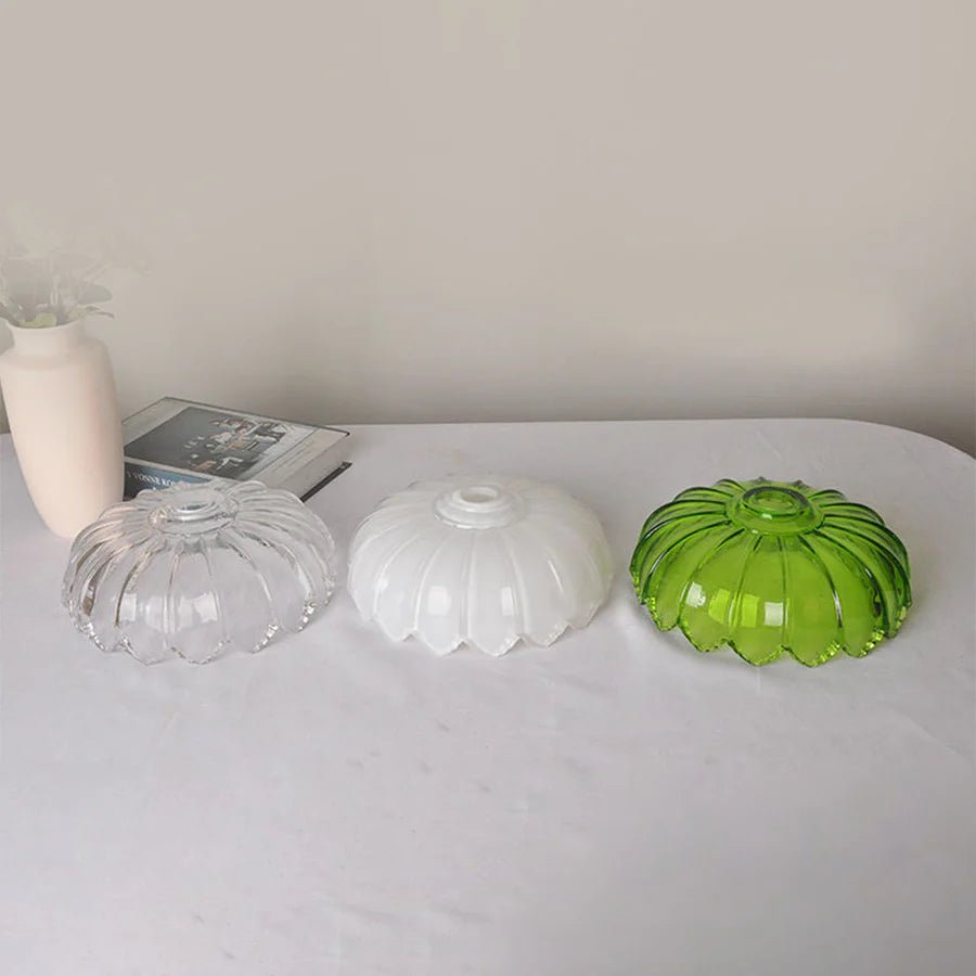Vintage Floral Scalloped Glass Hanging Lamp - Lattea Global