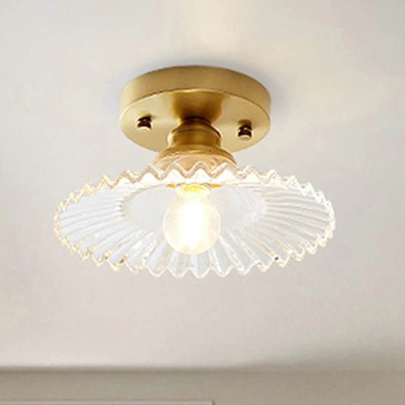 Vintage - Inspired Ribbed Glass Ceiling Lamp - Lattea Global