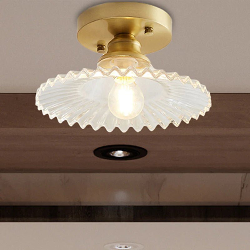Vintage - Inspired Ribbed Glass Ceiling Lamp - Lattea Global