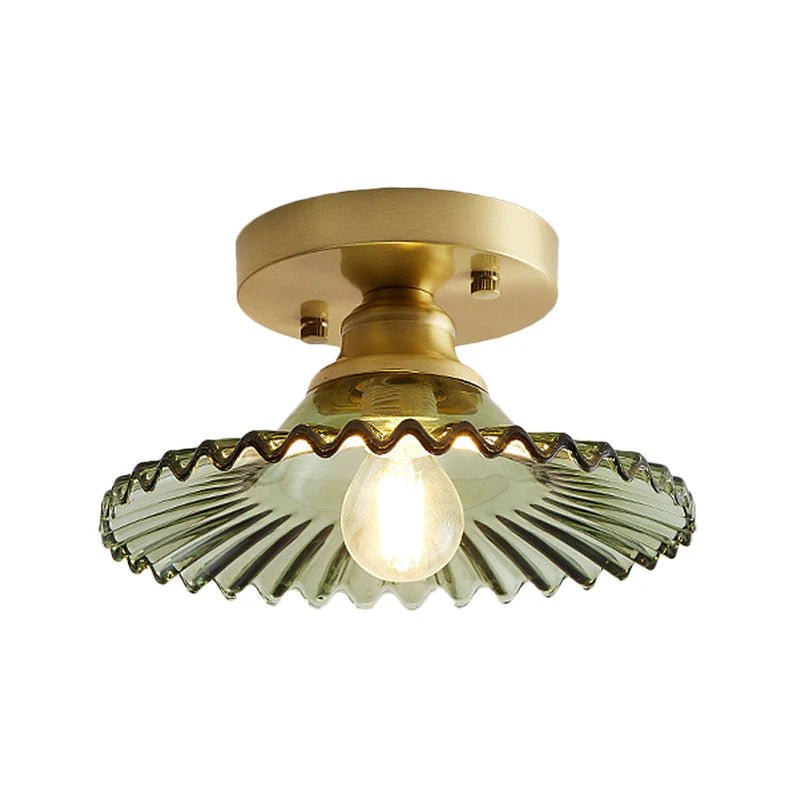 Vintage - Inspired Ribbed Glass Ceiling Lamp - Lattea Global