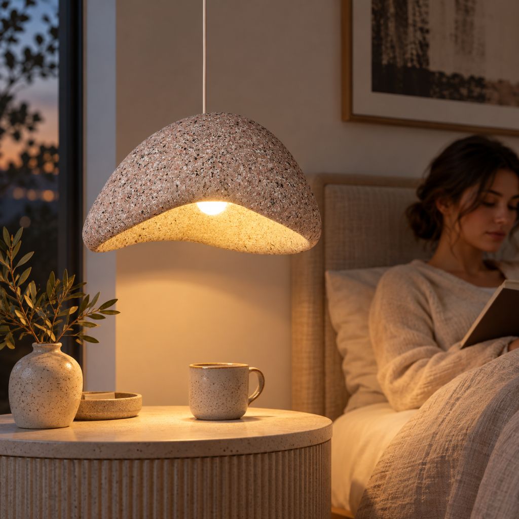 Wabi Sabi Textured Dome Pendant Light with Adjustable Cable