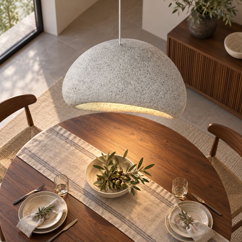 Wabi Sabi Textured Dome Pendant Light with Adjustable Cable