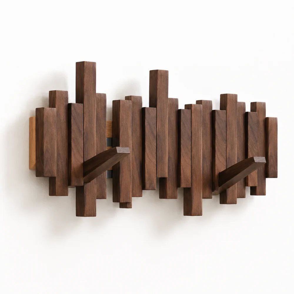 Wall-mounted coat rack premium wood wall hooks – view 4