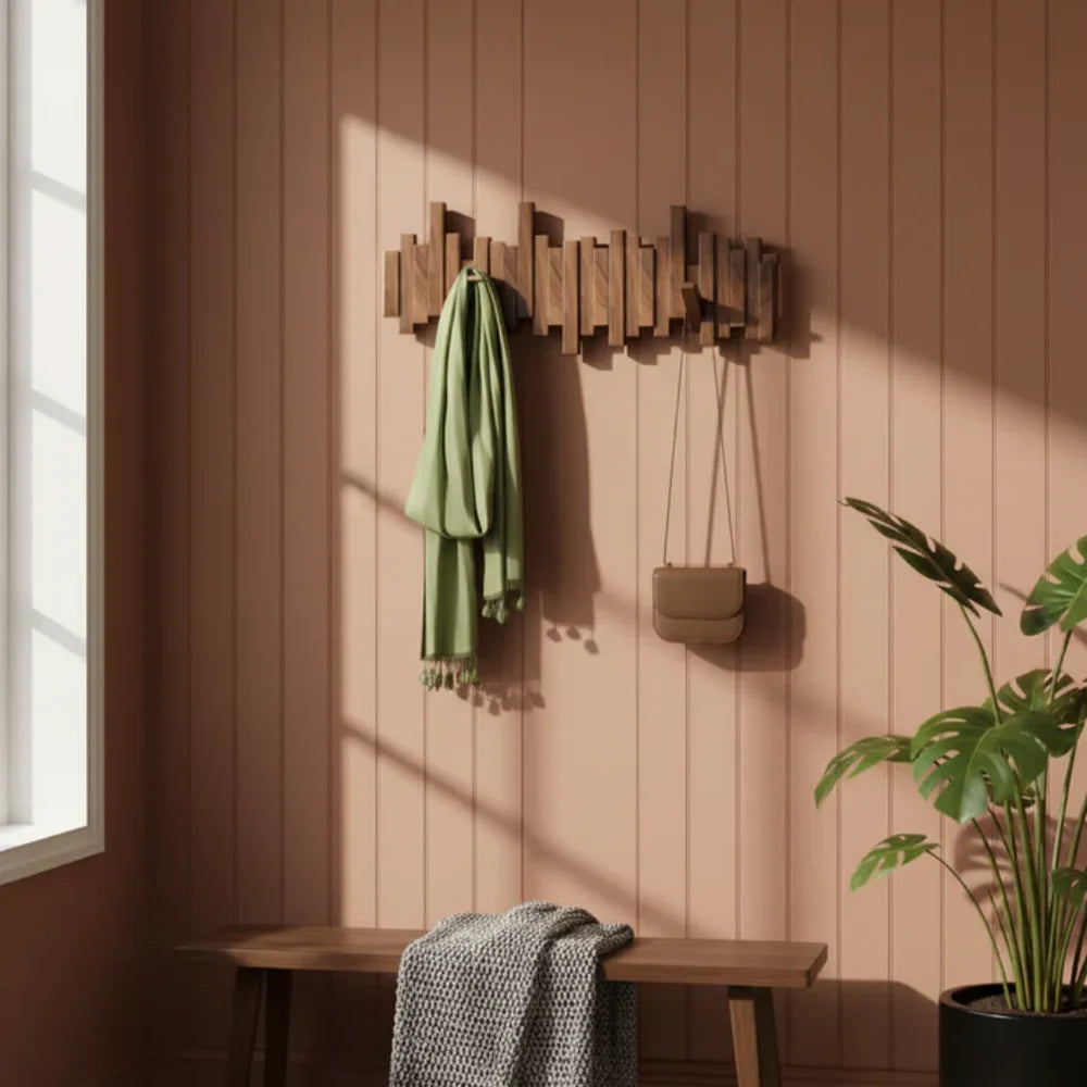 Wall-mounted coat rack premium wood wall hooks – view 5