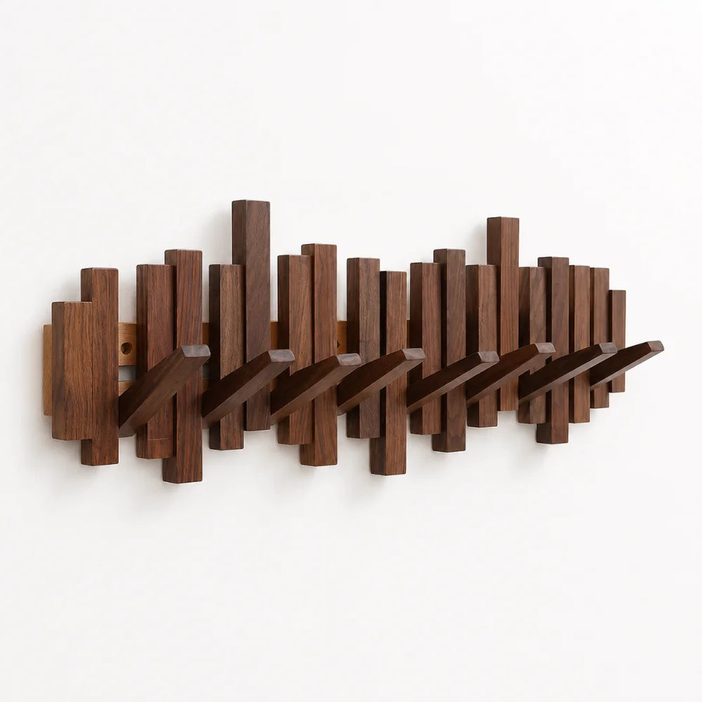 Wall-mounted coat rack premium wood wall hooks – view 13