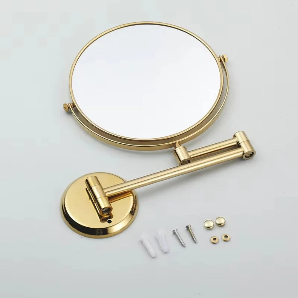 Wall mounted double sided makeup mirror extending folding dual-arm bracket – view 8