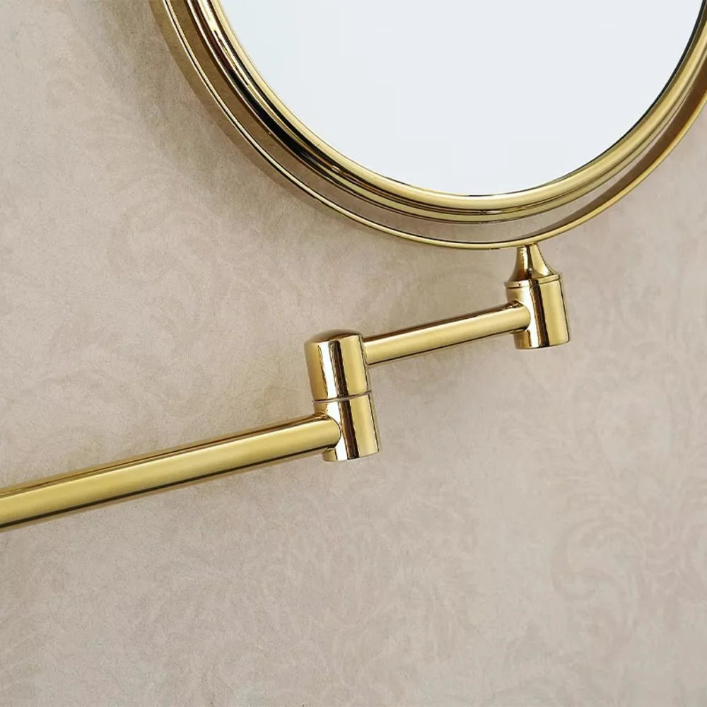 Wall mounted double sided makeup mirror extending folding dual-arm bracket – view 13