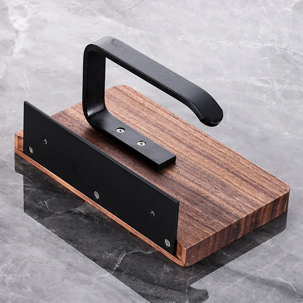 Wall - Mounted Walnut Toilet Paper Holder with Shelf - Lattea Global