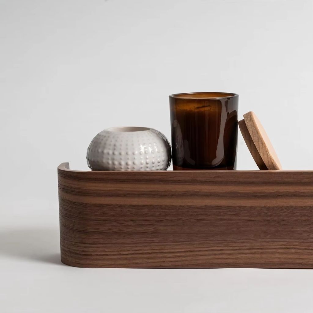 Walnut Wood Wall Hanger with Shelf 5 Hooks