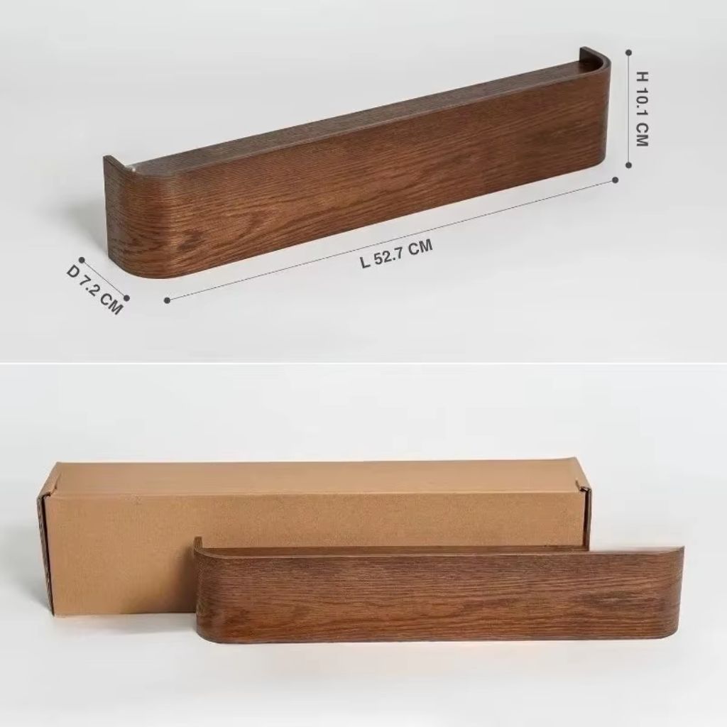 Walnut Wood Wall Hanger with Shelf 5 Hooks