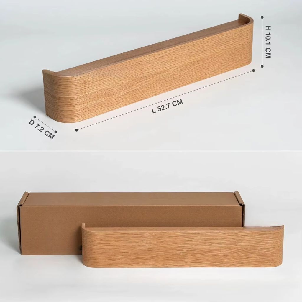 Walnut Wood Wall Hanger with Shelf 5 Hooks