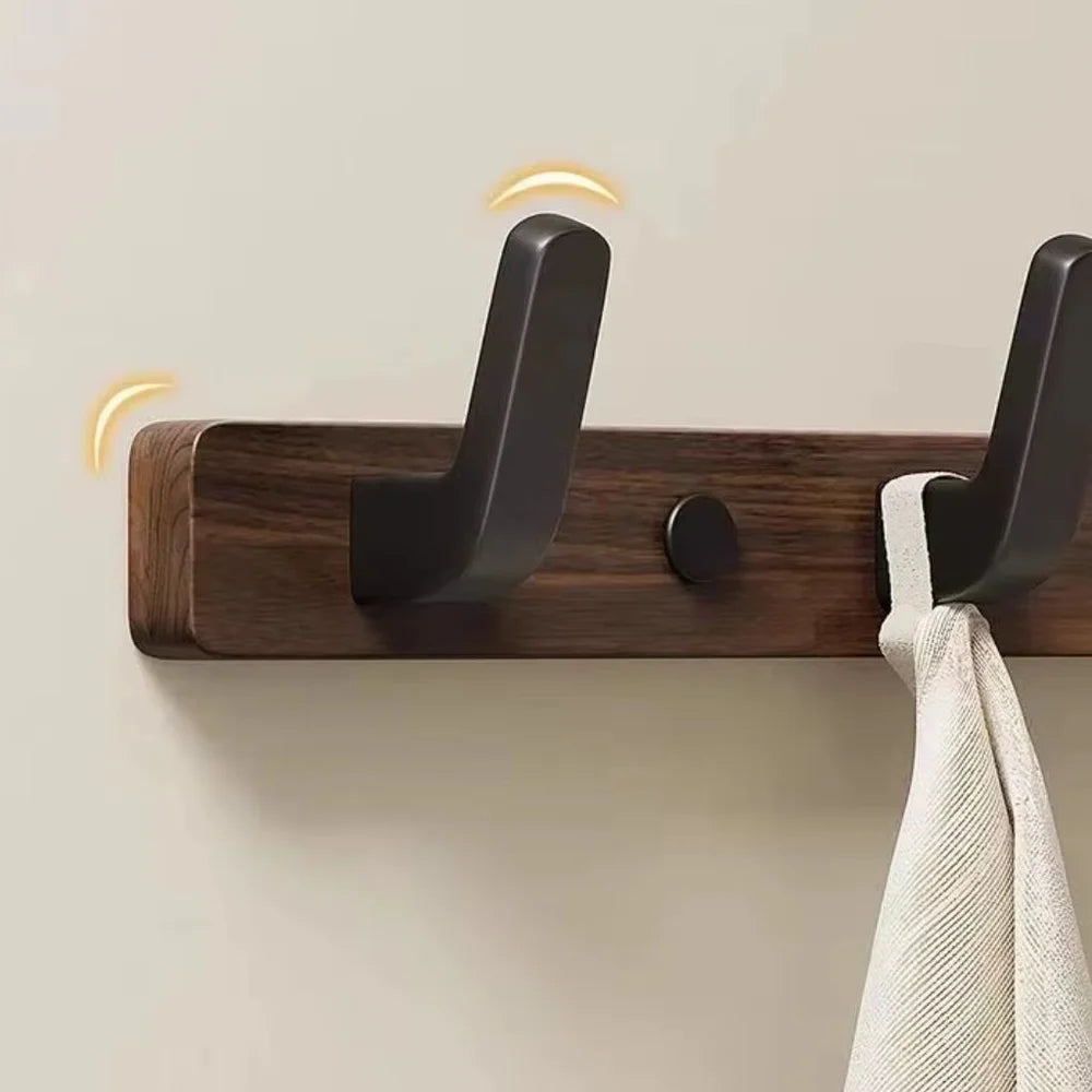Walnut wood wall hooks rail - hooks coat hat hanger - view 8