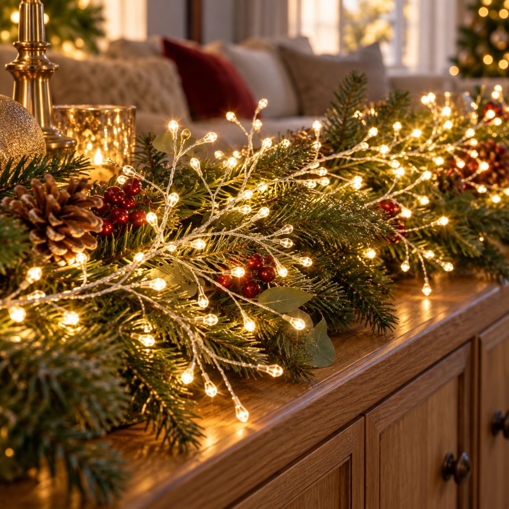Warm White LED Cluster String Lights with Remote Control