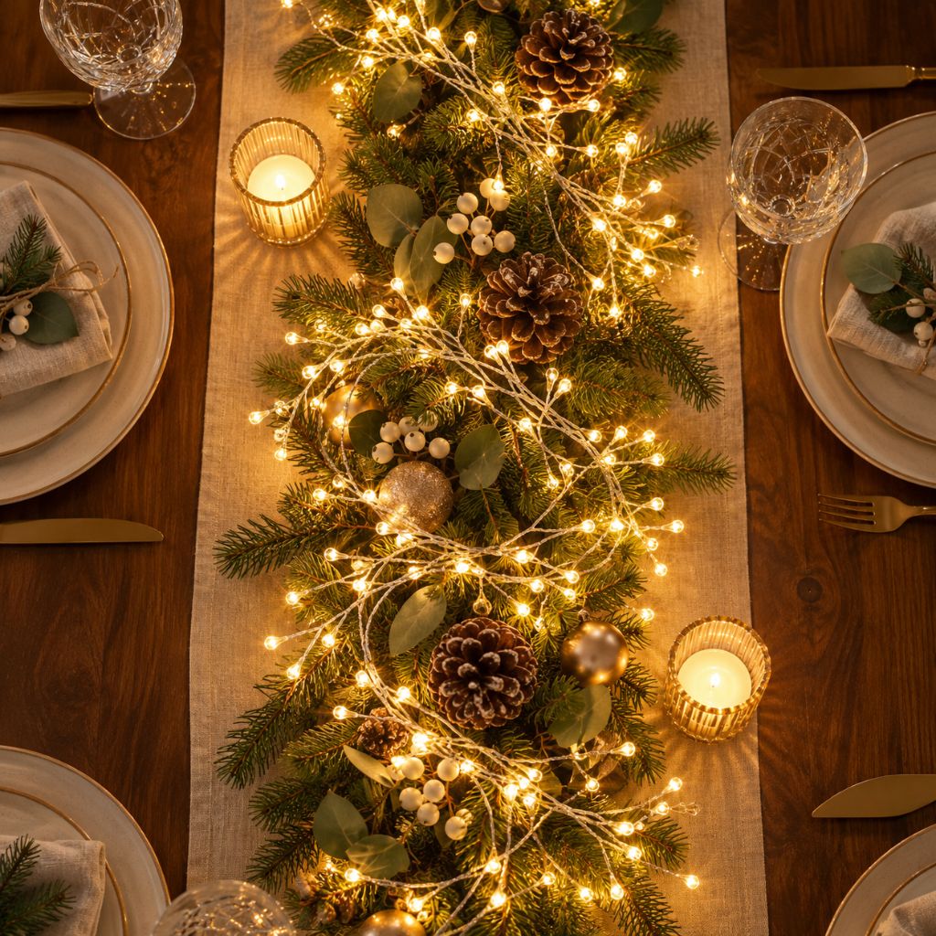 Warm White LED Cluster String Lights with Remote Control