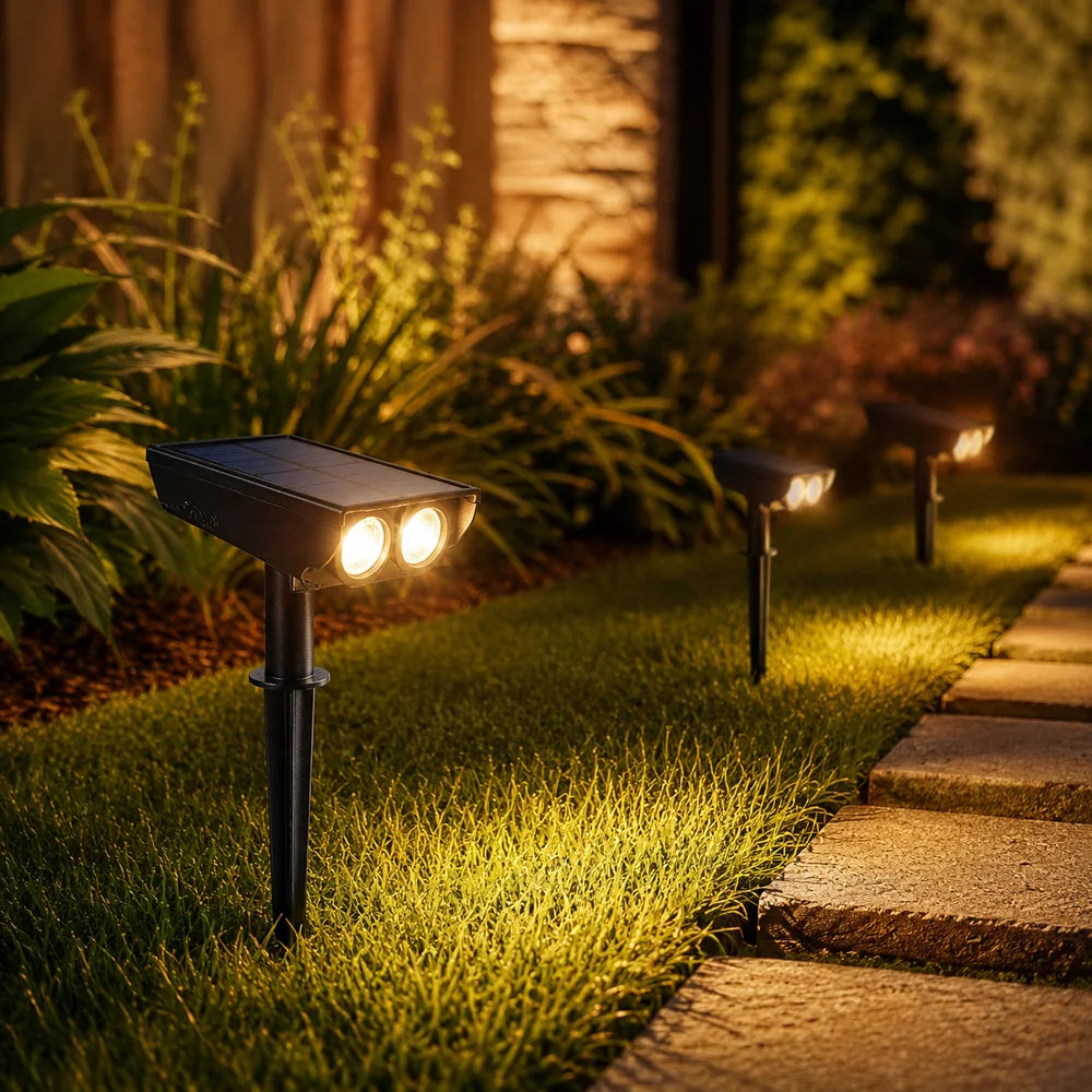 Waterproof led solar spotlight multi-zoom landscape lighting