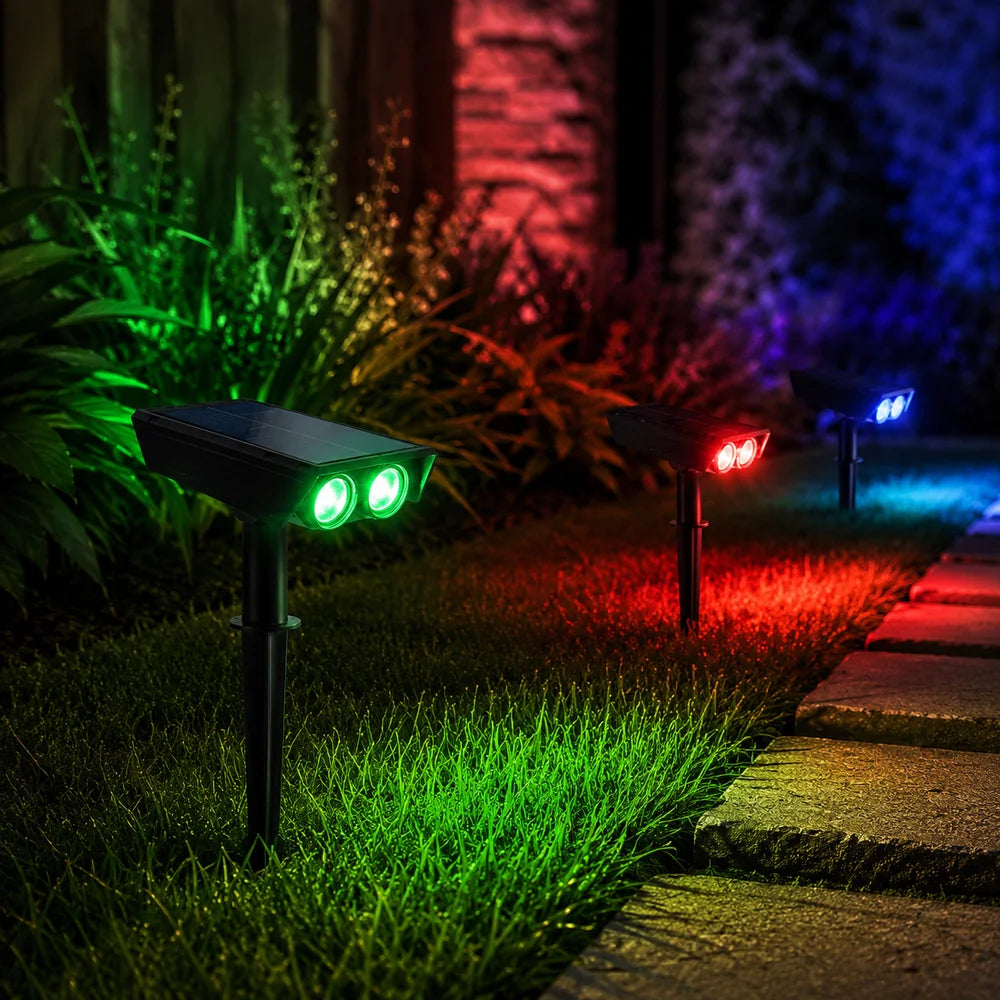 Waterproof led solar spotlight multi-zoom landscape lighting - view 2