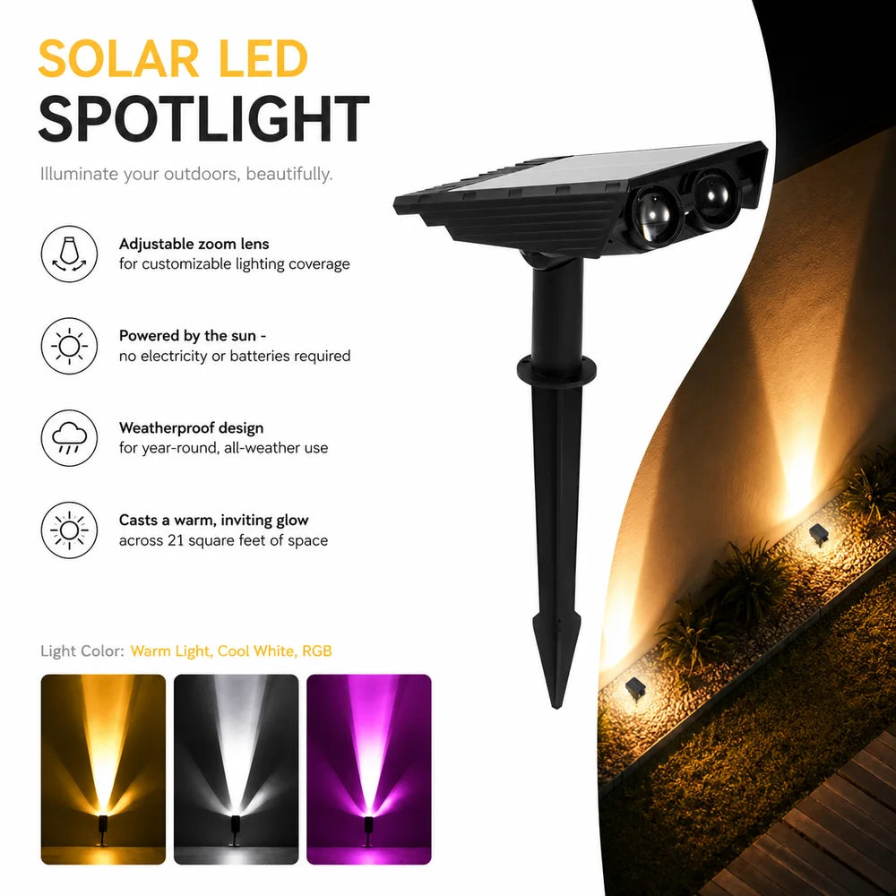 Waterproof led solar spotlight multi-zoom landscape lighting - view 5