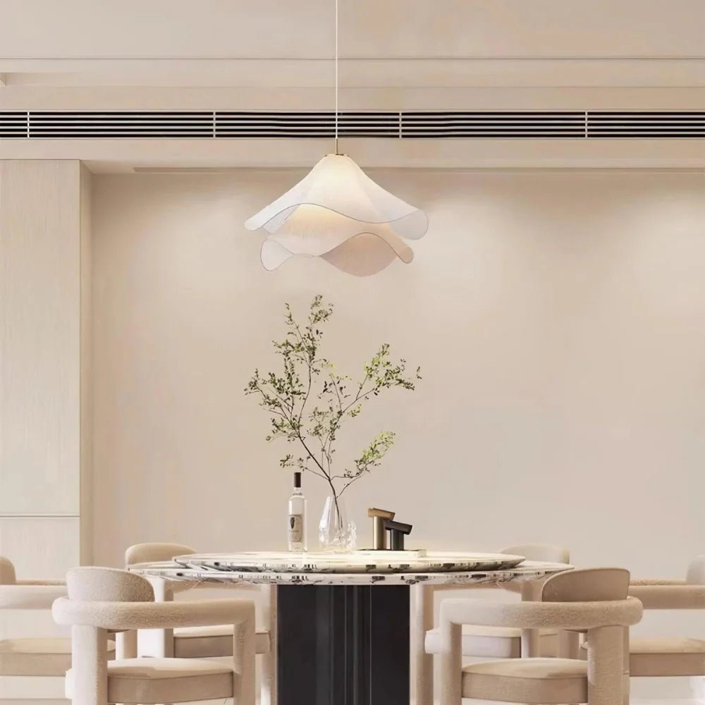 White Fabric Flower LED Pendant Light - Lattea Global