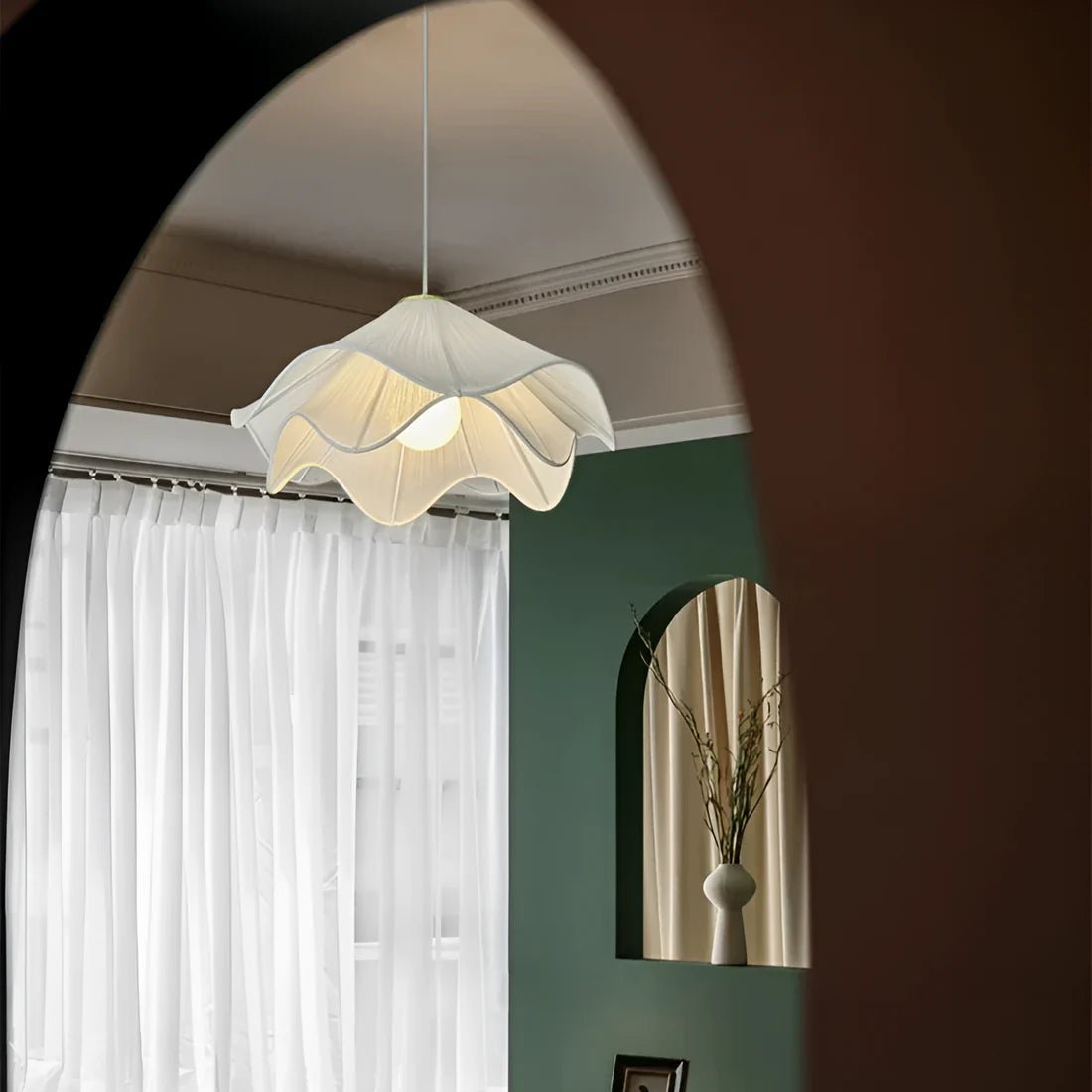 White Fabric Flower LED Pendant Light - Lattea Global