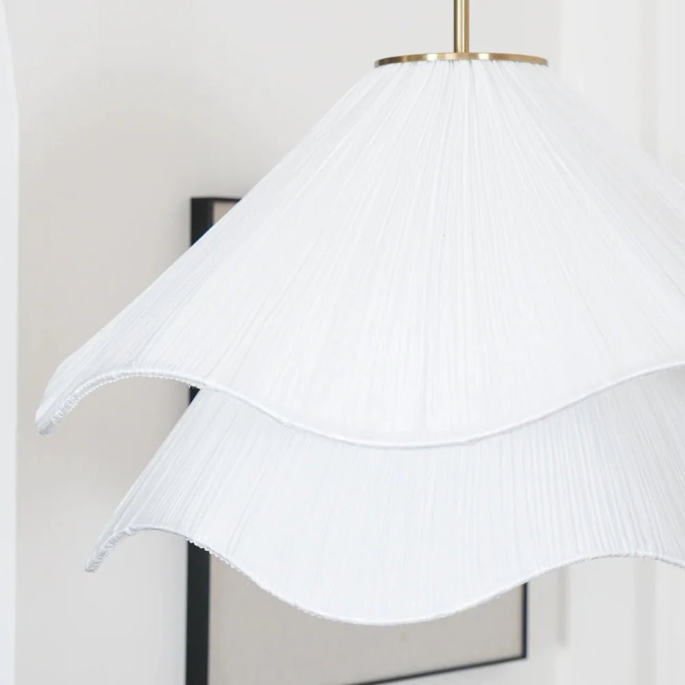 White Fabric Flower LED Pendant Light - Lattea Global