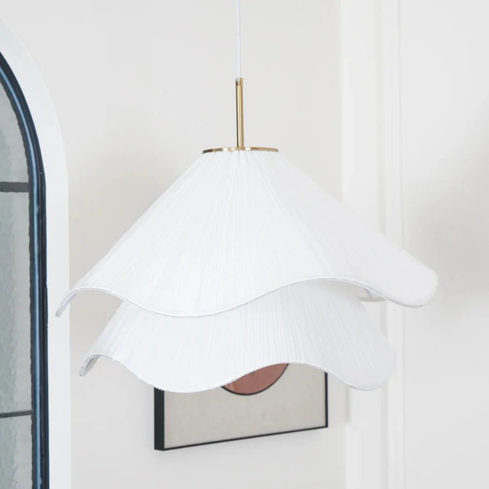White Fabric Flower LED Pendant Light - Lattea Global