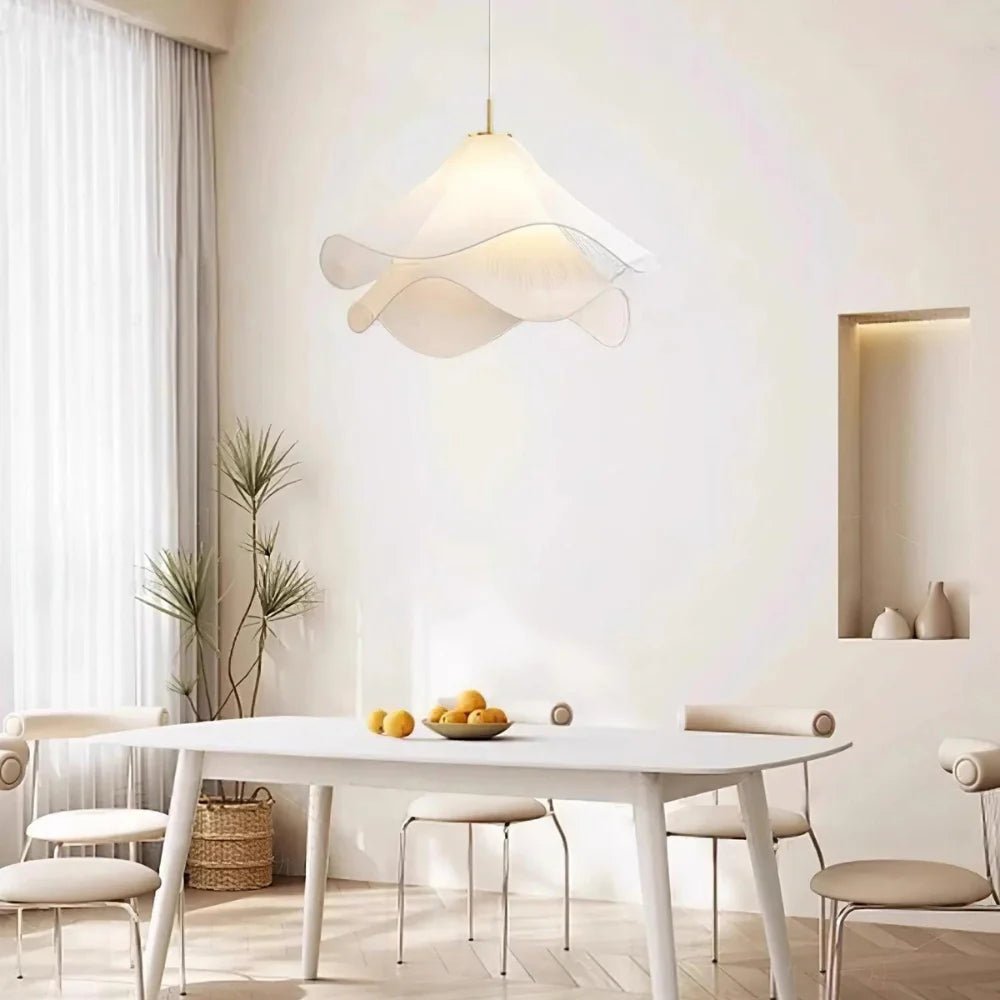 White Fabric Flower LED Pendant Light - Lattea Global