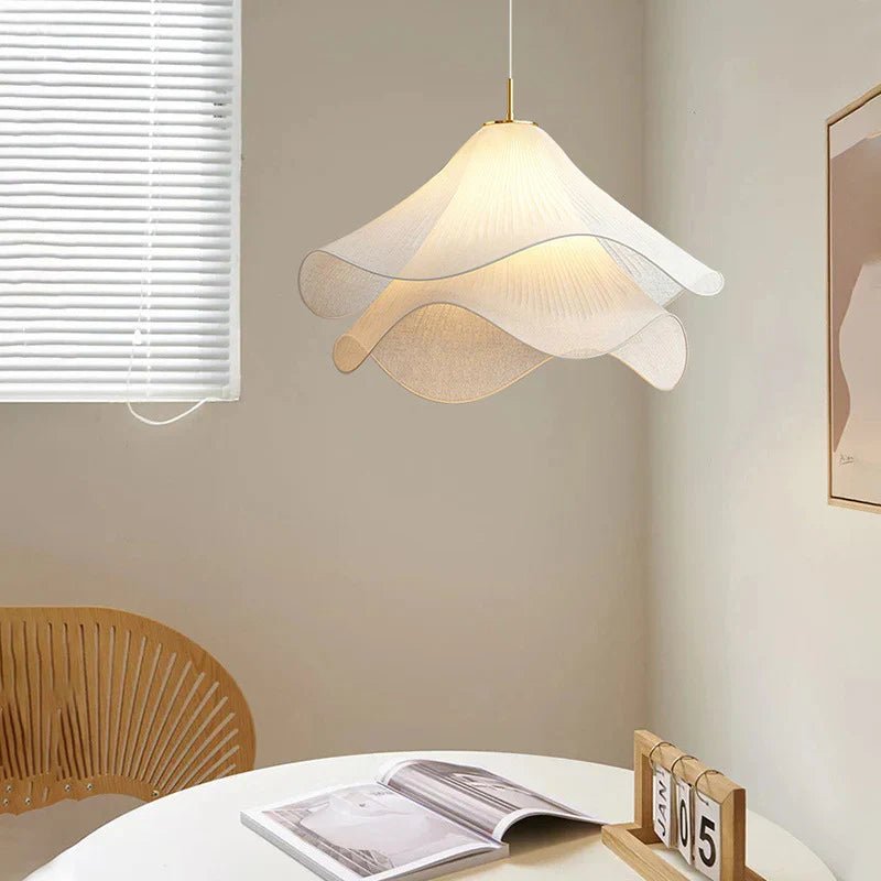 White Fabric Flower LED Pendant Light - Lattea Global