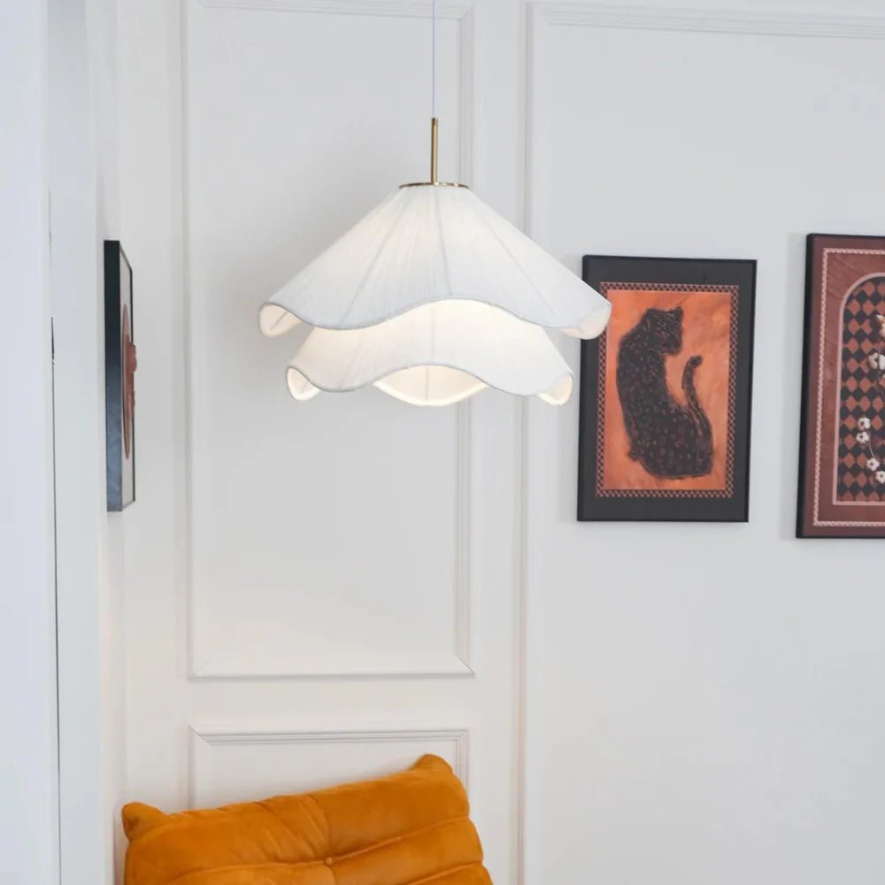 White Fabric Flower LED Pendant Light - Lattea Global