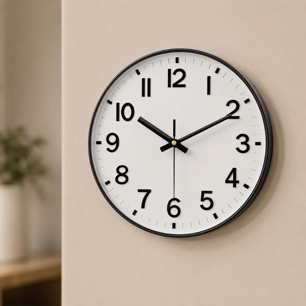 Minimalist White Nordic Wall Clock - Large 3D Arabic Numerals