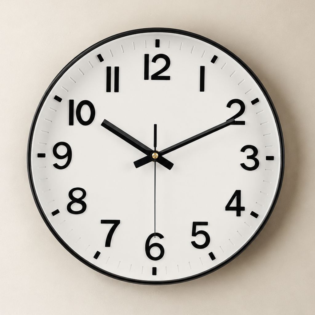 Minimalist White Nordic Wall Clock - Large 3D Arabic Numerals