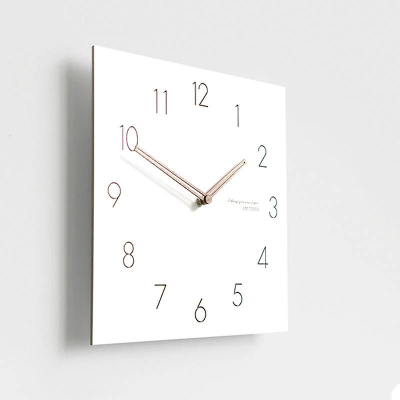 White Quadrangle Wall Clock – Minimalist & Eco - Friendly Design - Lattea Global