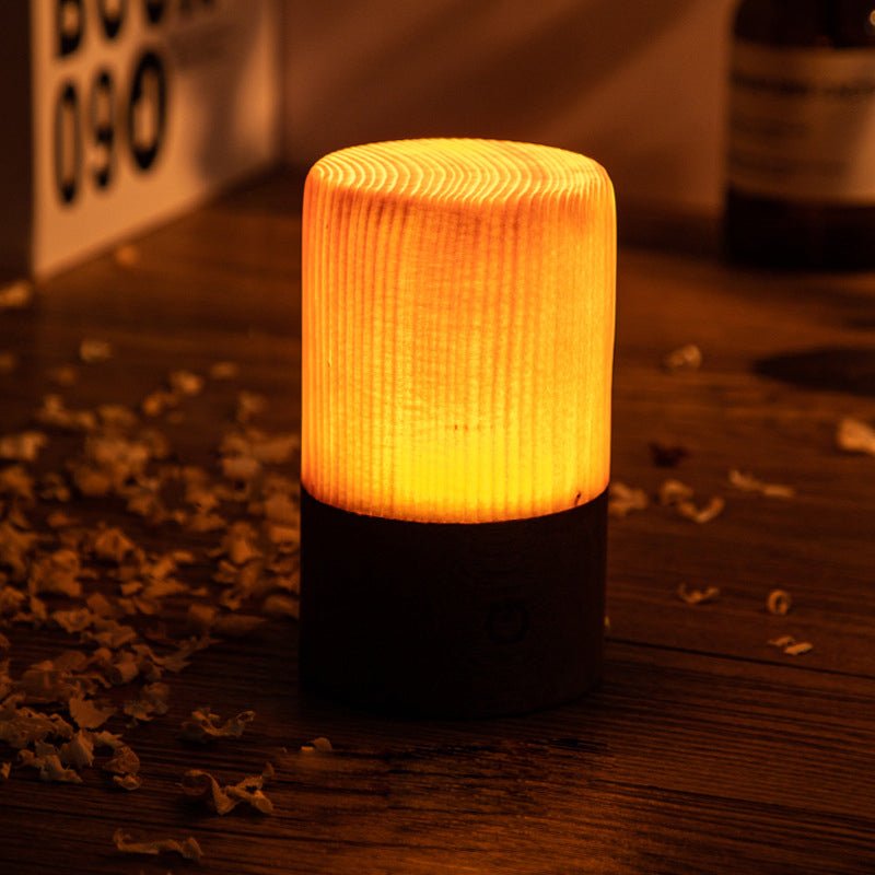 Wood Table Lamp with Translucent Grain Pattern - Lattea Global