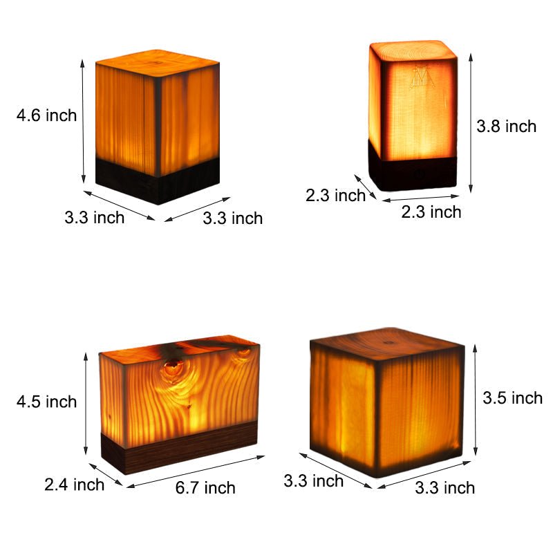 Wood Table Lamp with Translucent Grain Pattern - Lattea Global