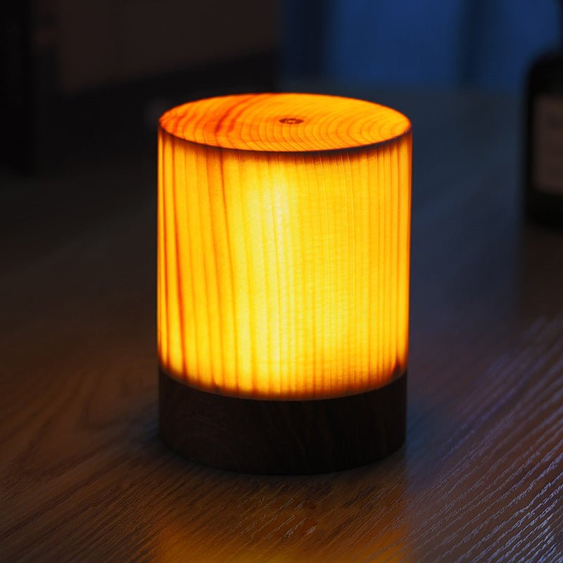 Wood Table Lamp with Translucent Grain Pattern - Lattea Global
